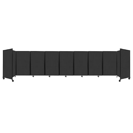 Versare Room Divider 360 Folding Portable Partition 25' x 5' Black Fabric 1160902